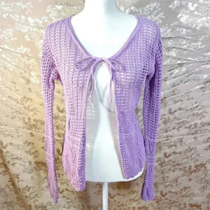 y2k Vintage Crystal Kole Purple Loose Knit Cardigan Women's Size M